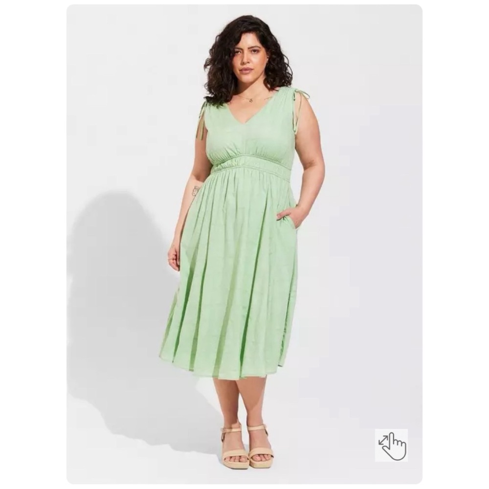 NEW Torrid 2 Midi Voile Tie Sleeve Dress, Mint Green, Please Read